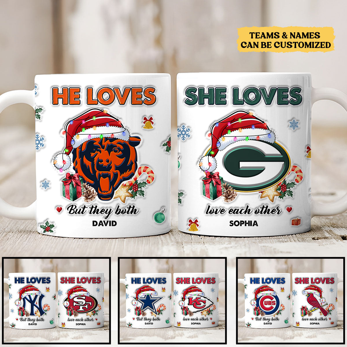 He Loves She Loves Christmas Mug - Customized Ceramic Mugs - Two-Sided Printing