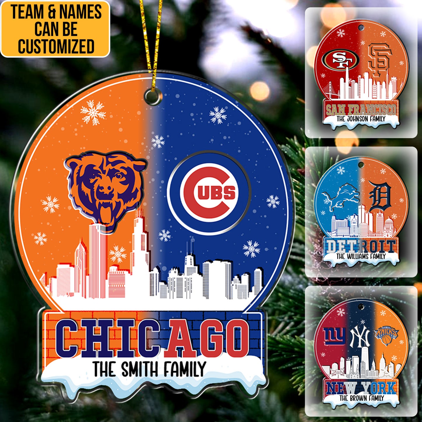 City Skyline Christmas Acrylic Ornament - Customized Acrylic Ornament - One-side Print