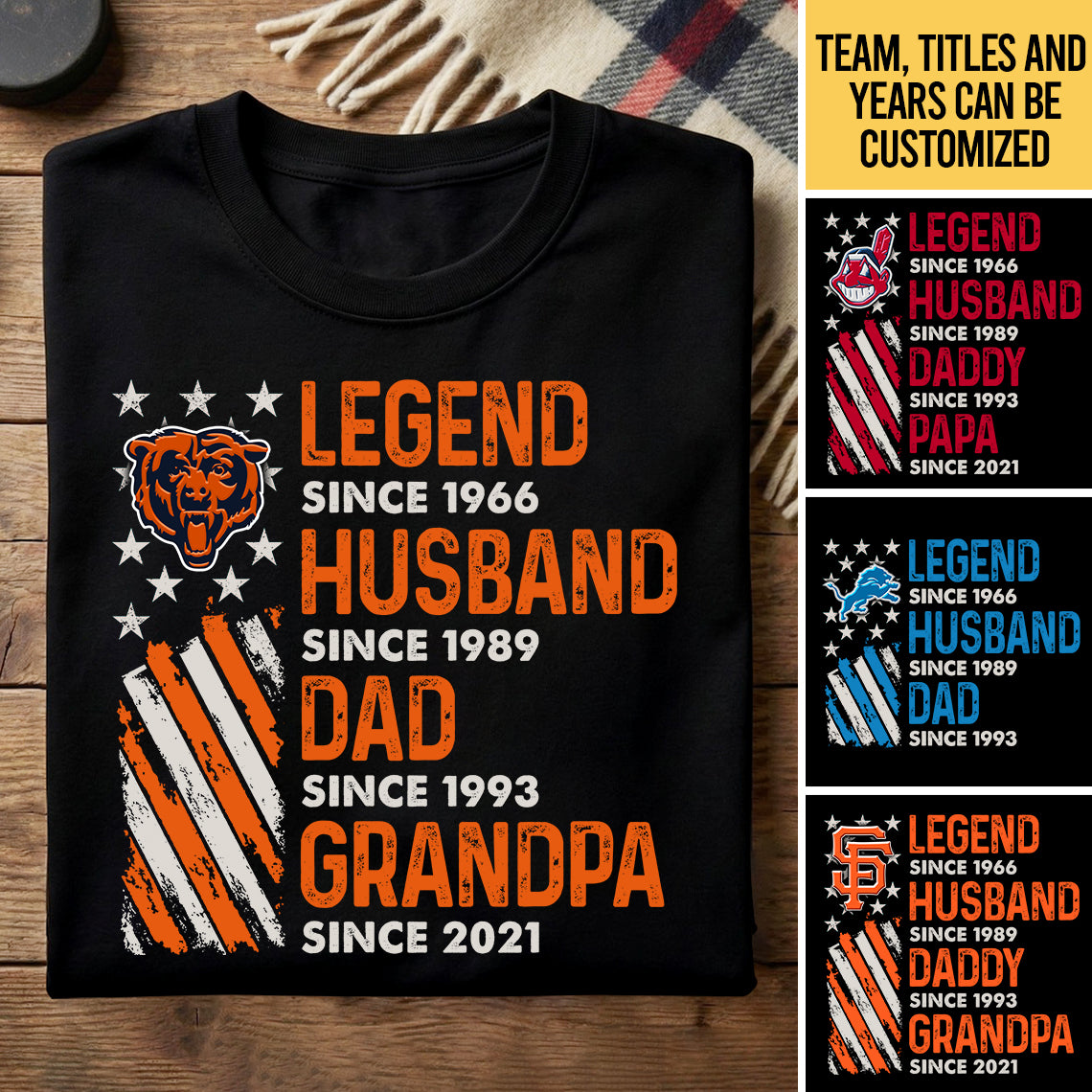 Legend Husband Dad Grandpa Teams Shirt - Customized Shirt