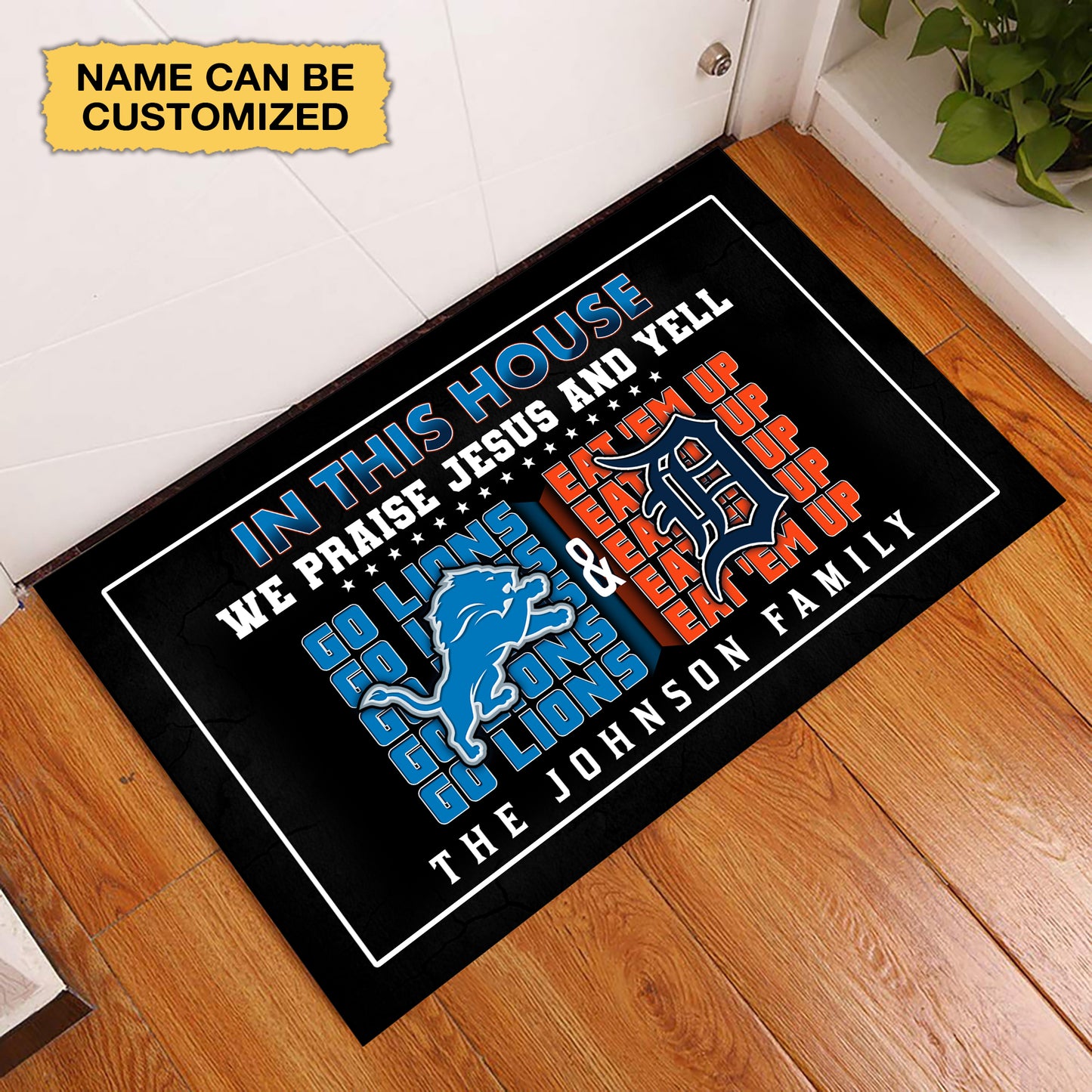 We Praise Jesus And Yell Doormat - Customized Doormat - Anti Slip Indoor Doormat DTL DTTG