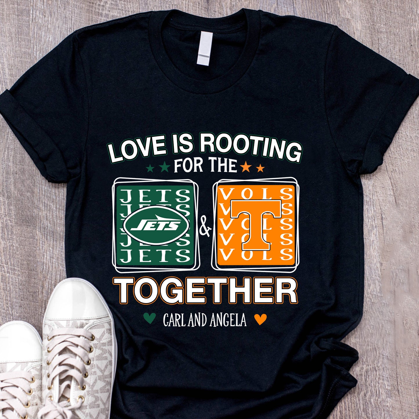 Love Is Rooting For Teams Together Shirt - NYJ TNSV
