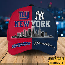 Teams New York Skyline Classic Cap - Customized Classic Cap - NYG NYYK