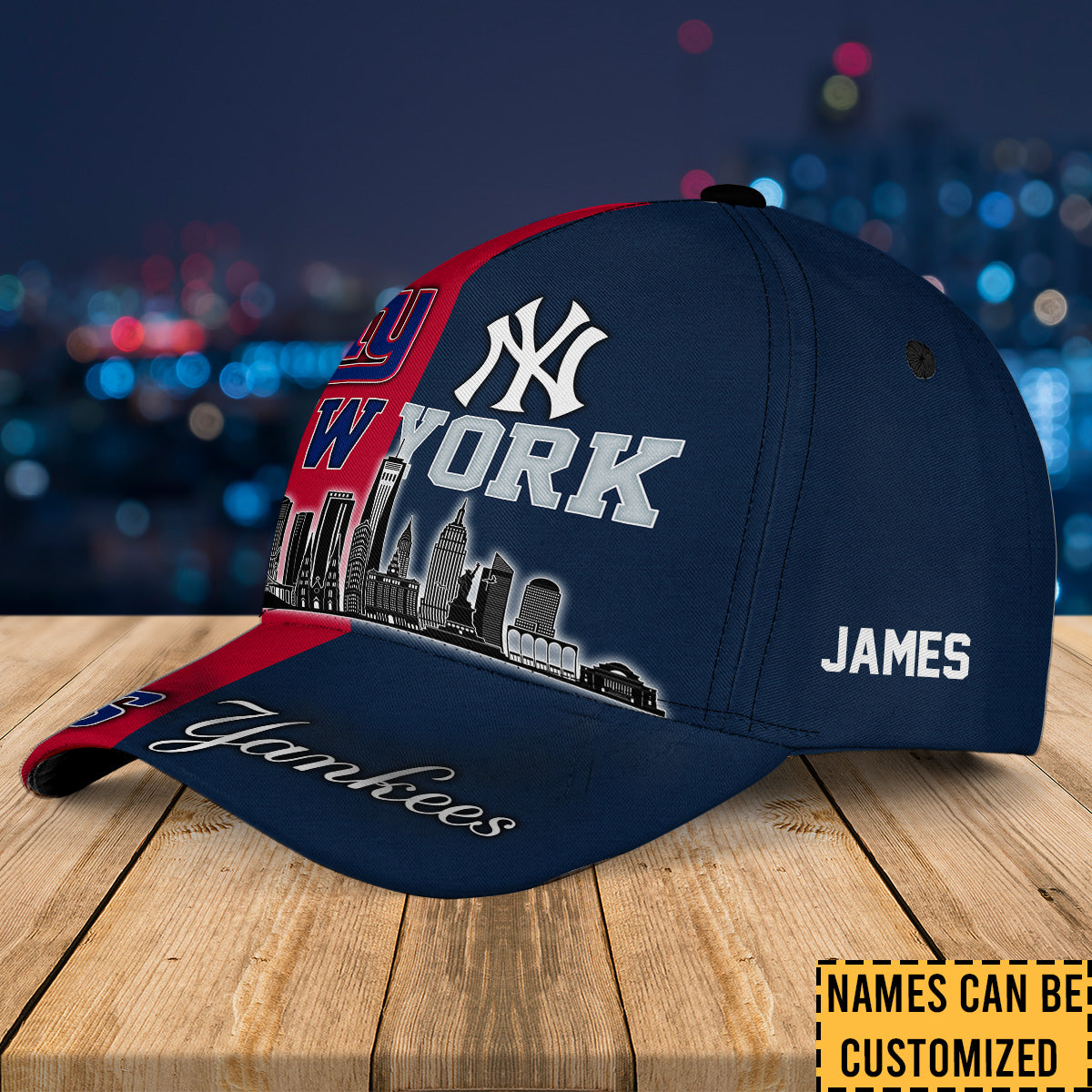 Teams New York Skyline Classic Cap - Customized Classic Cap - NYG NYYK