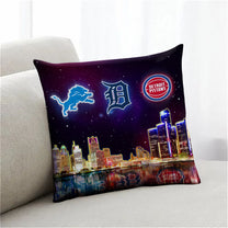 Detroit Skyline Pillow - One Side Print (Insert Included)
