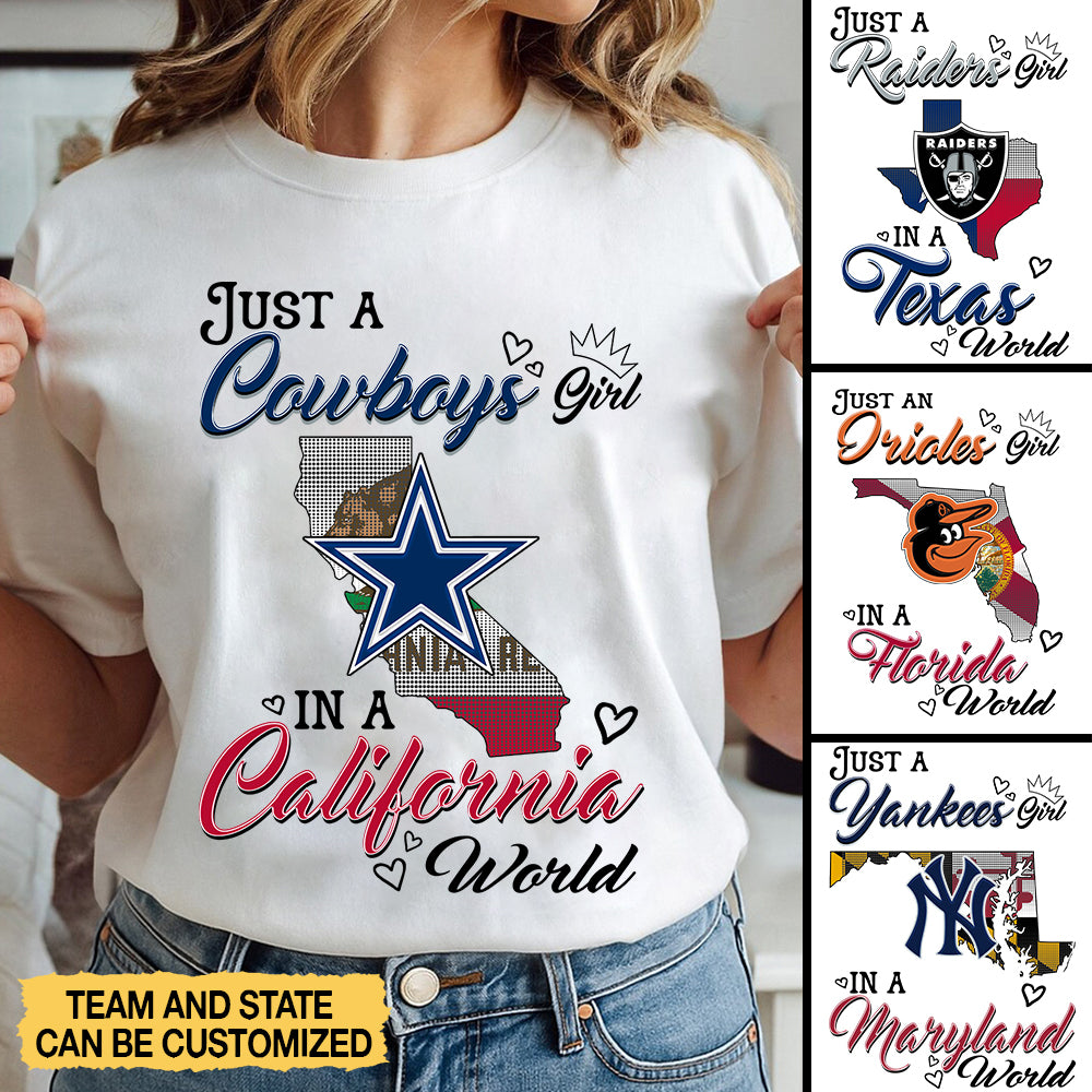 Just A Girl in A World Shirt - Customize Shirt