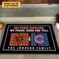 We Praise Jesus And Yell Doormat -  Customized Doormat - Anti Slip Indoor Doormat CCG