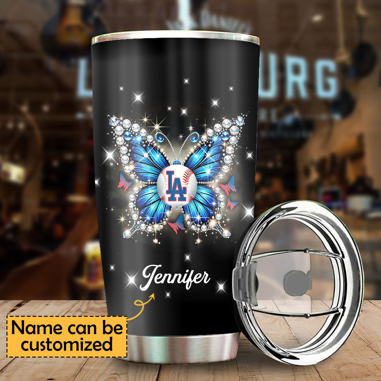 Butterfly Baseball Stainless Steel Tumbler - LADG