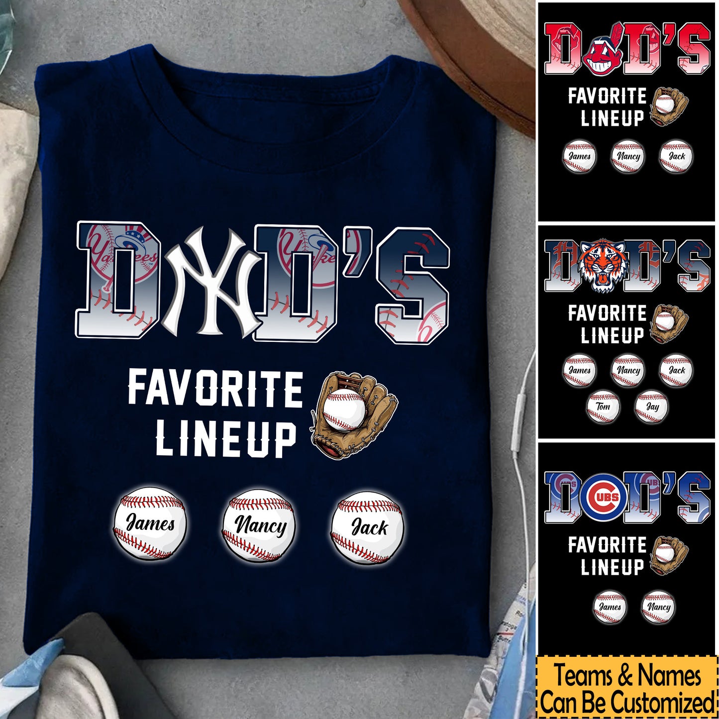 DAD'S Favorite Lineup Shirt - Customized Shirt - Perfect Gift For Father's Day -v2