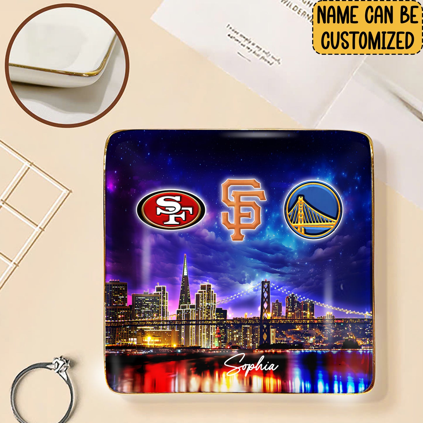 San Francisco Skyline Jewelry Dish - Customized Ring Dish