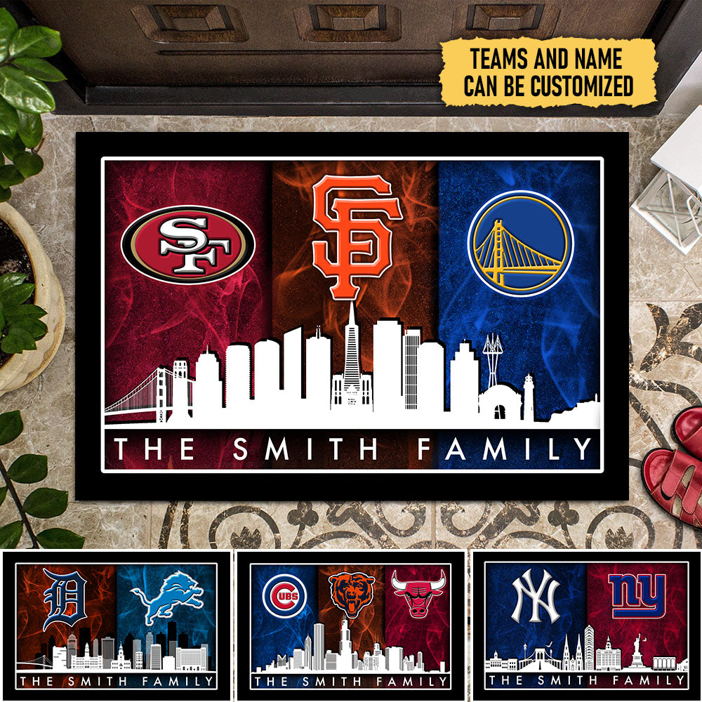 Teams Skyline Customized Doormat - Anti Slip Indoor Doormat