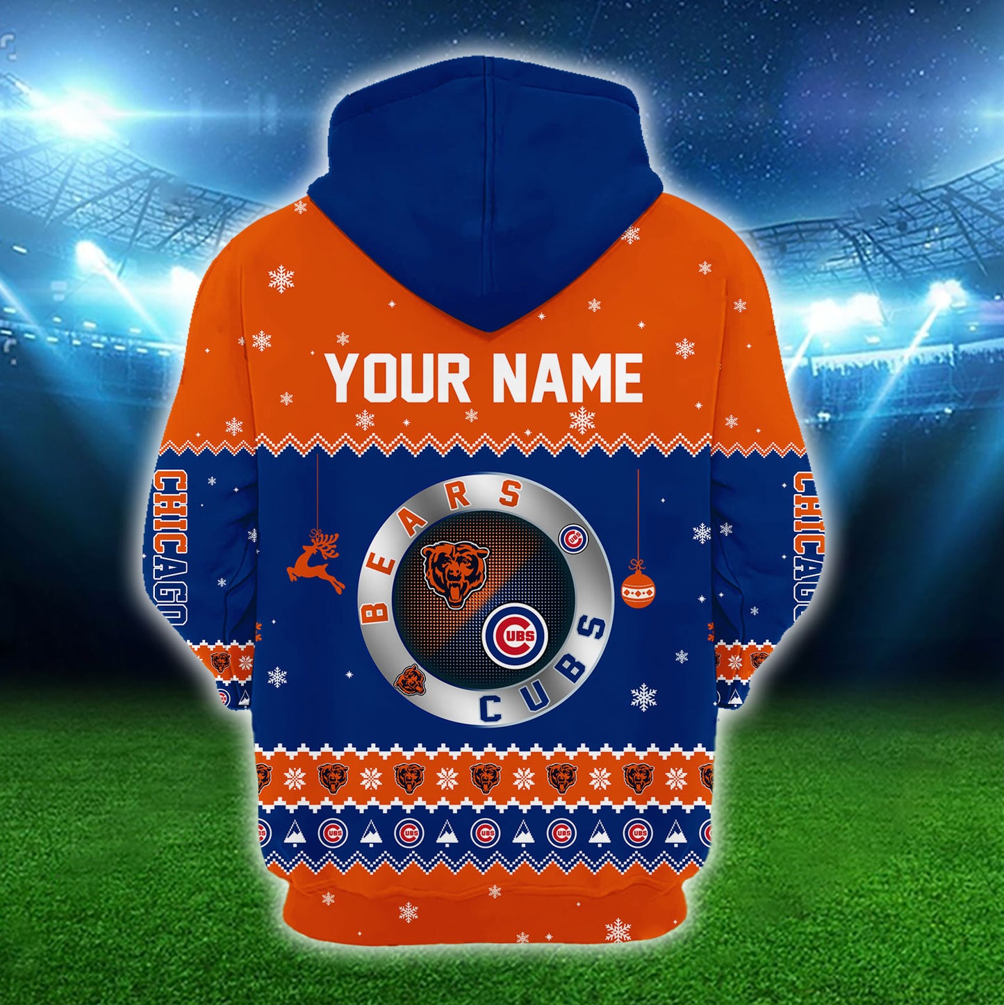 Chicago Christmas Fleece Hoodie - Customized Fleece Hoodie - BC