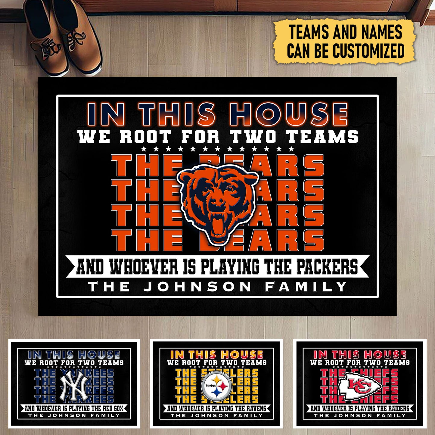 We Root For Two Team -  Customized Doormat - Anti Slip Indoor Doormat