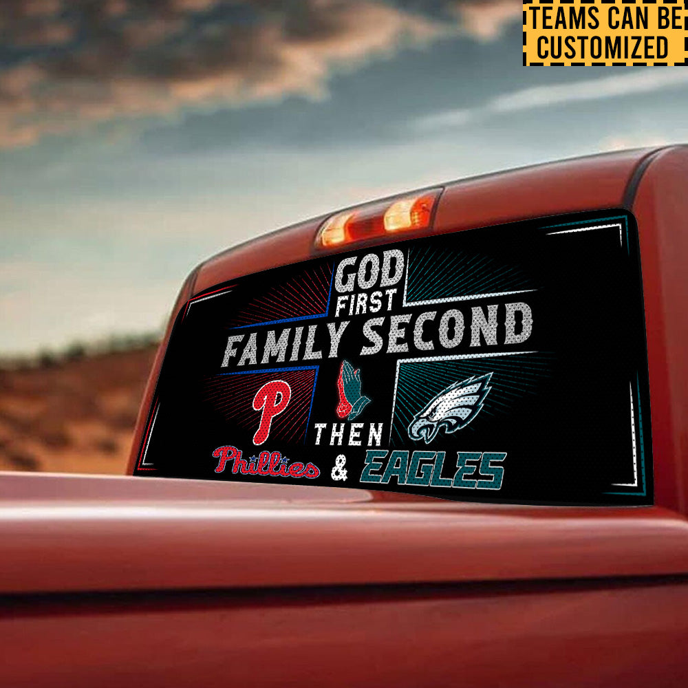 Customized Car Rear Windows Sticker - God First Family Second