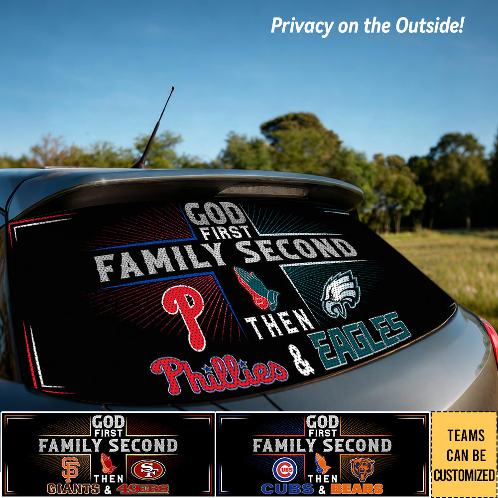Customized Car Rear Windows Sticker - God First Family Second