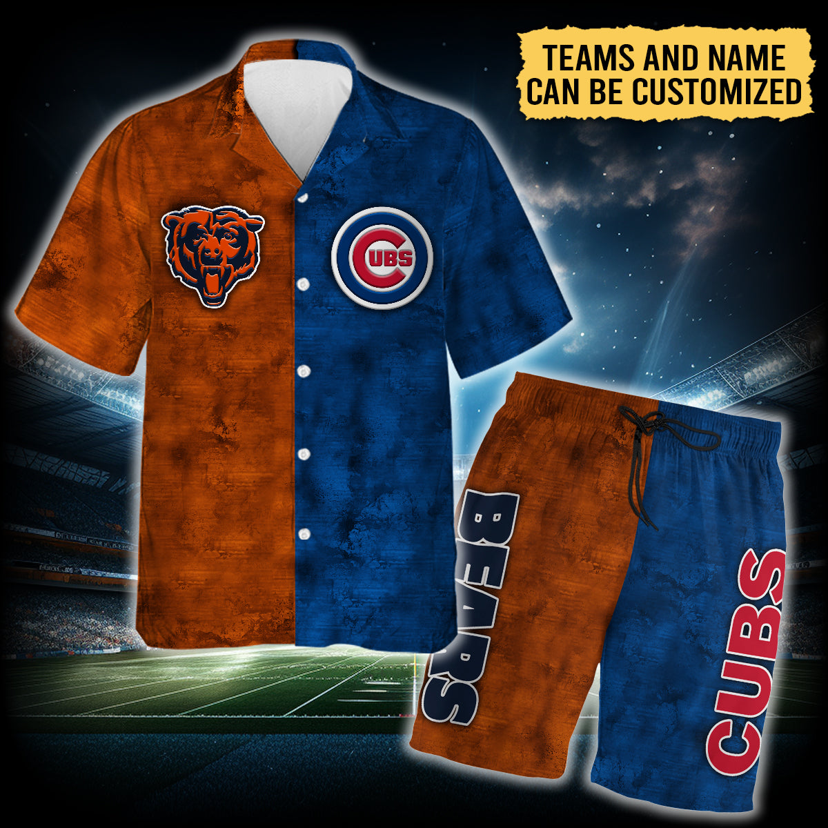 Teams Hawaiian Shirt and Beach Shorts Set - Customized Set