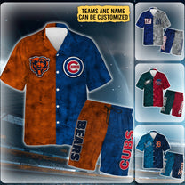 Teams Hawaiian Shirt and Beach Shorts Set - Customized Set