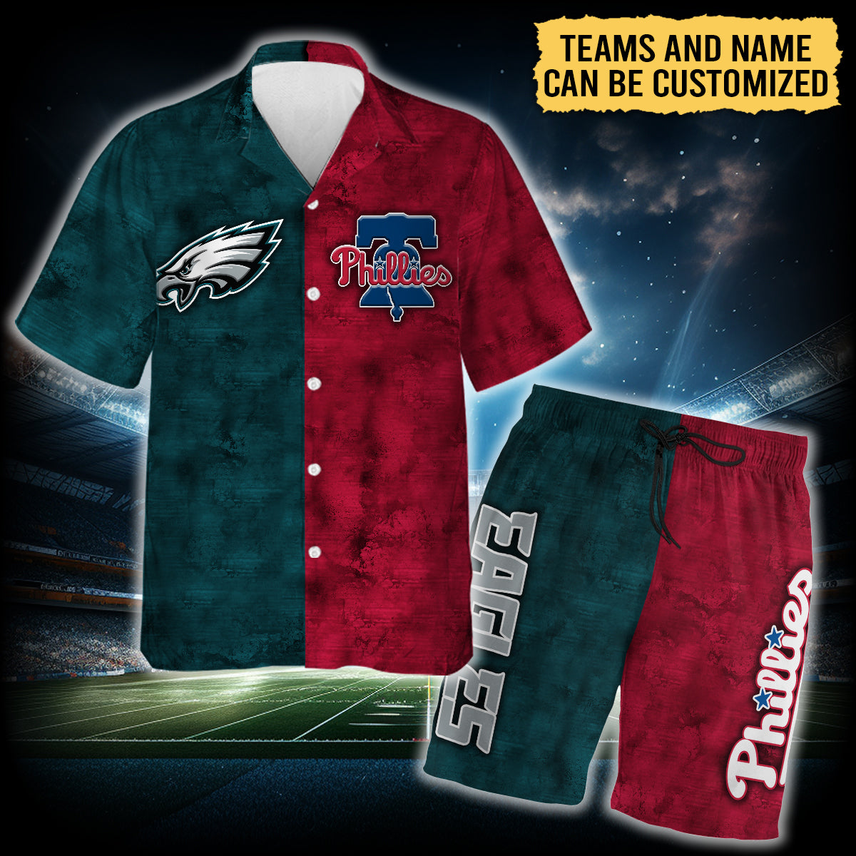 Teams Hawaiian Shirt and Beach Shorts Set - Customized Set