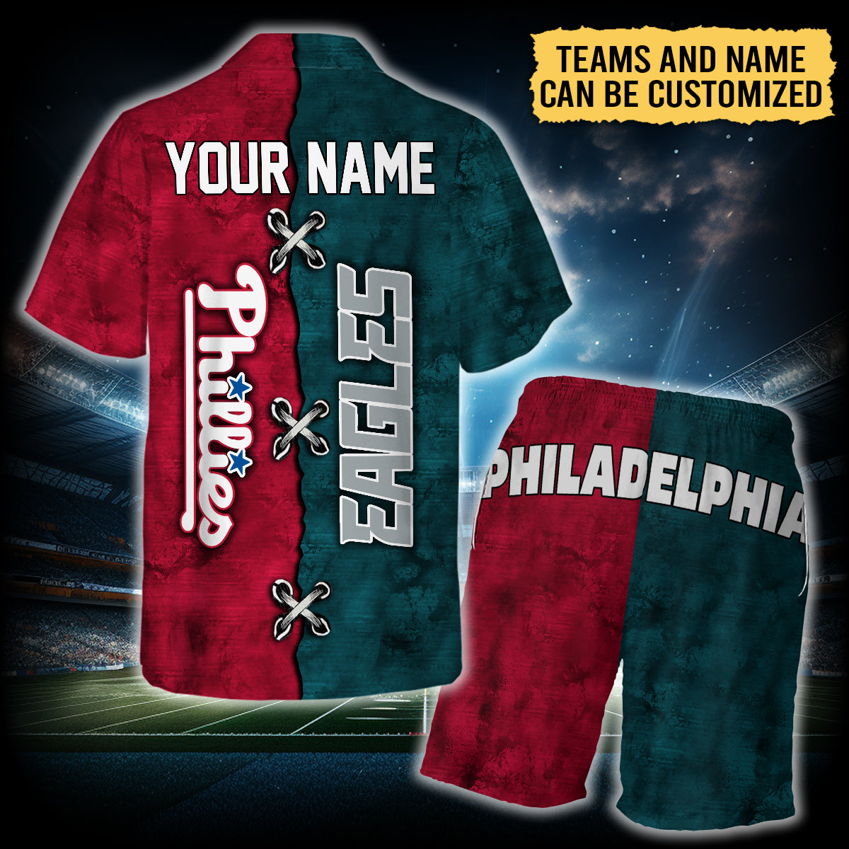 Teams Hawaiian Shirt and Beach Shorts Set - Customized Set