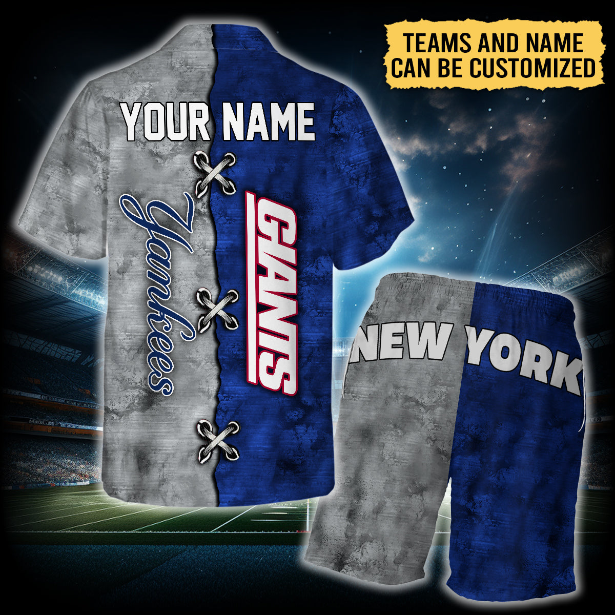 Teams Hawaiian Shirt and Beach Shorts Set - Customized Set