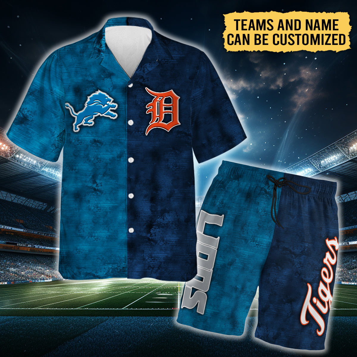 Teams Hawaiian Shirt and Beach Shorts Set - Customized Set