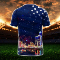Detroit Skyline American Flag T-Shirt - LITG