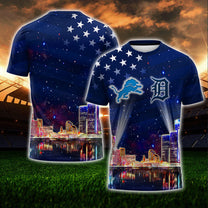 Detroit Skyline American Flag T-Shirt - LITG
