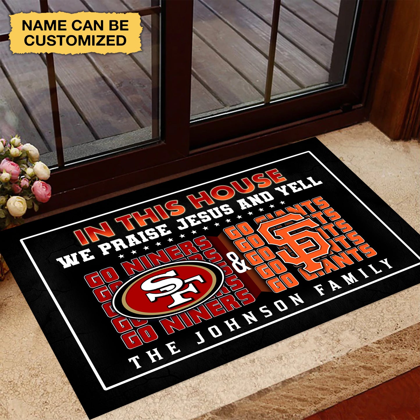 We Praise Jesus And Yell Doormat -  Customized Doormat - Anti Slip Indoor Doormat SF49 SFG