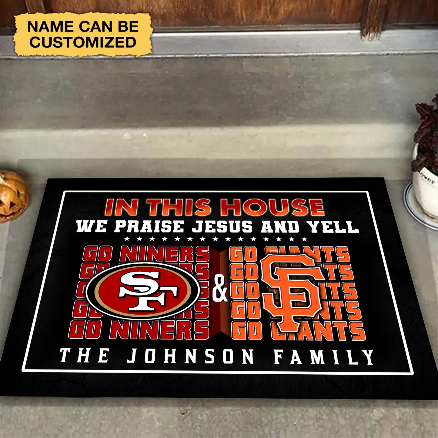 We Praise Jesus And Yell Doormat -  Customized Doormat - Anti Slip Indoor Doormat SF49 SFG