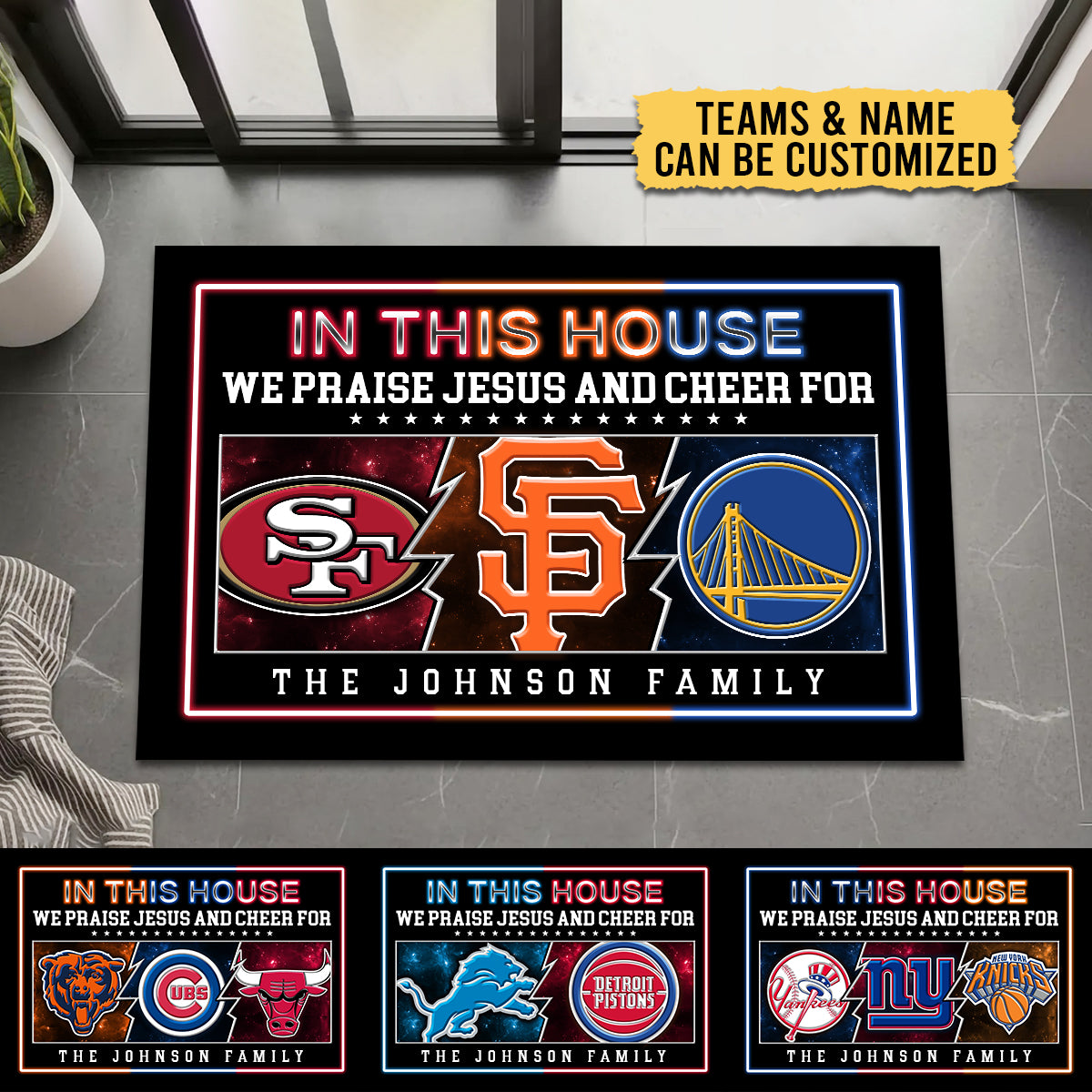 We Praise Jesus And Cheer For Doormat -  Customized Doormat - Anti Slip Indoor Doormat