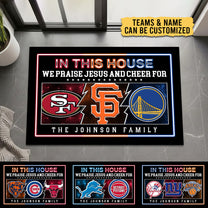 We Praise Jesus And Cheer For Doormat -  Customized Doormat - Anti Slip Indoor Doormat