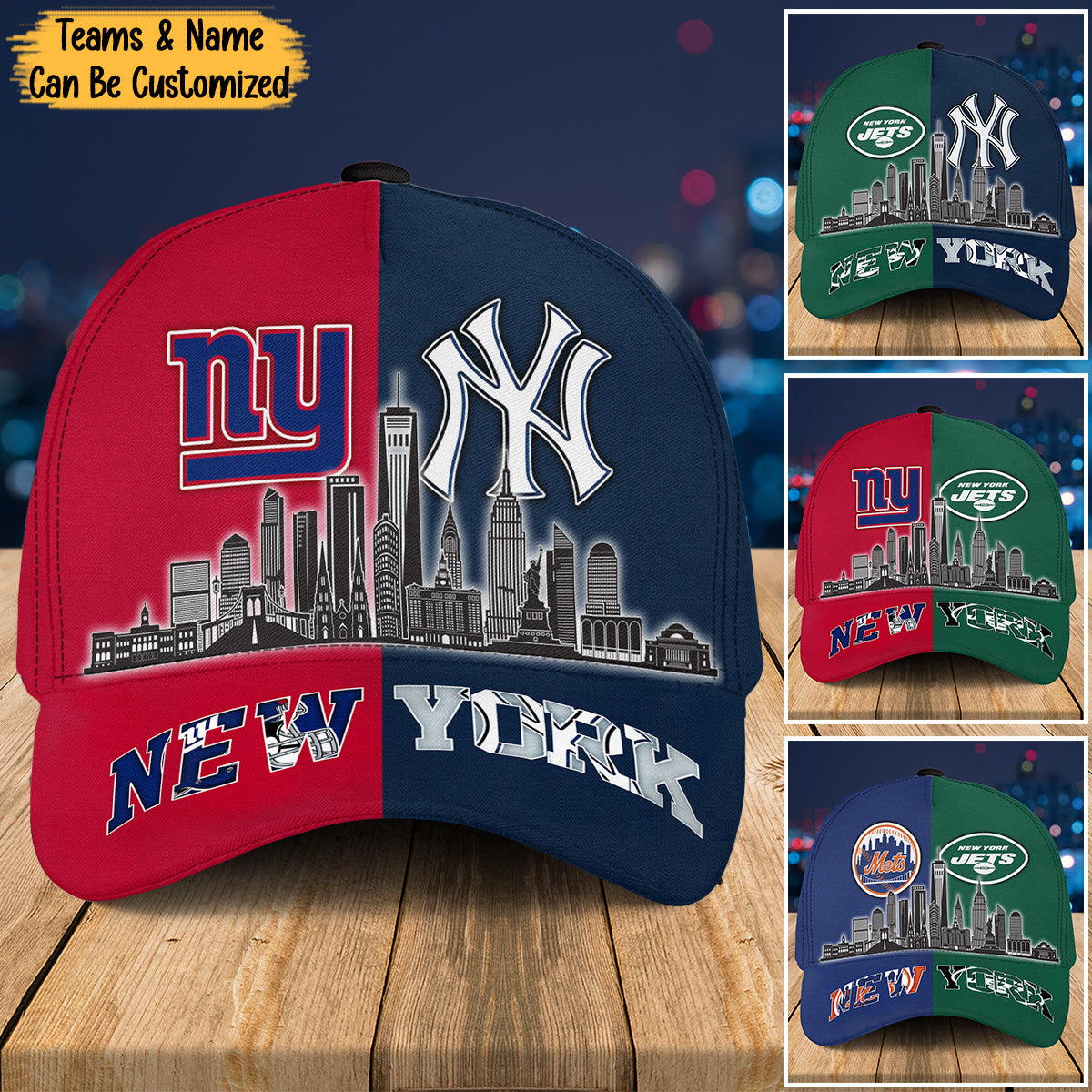 New York Skyline Two Teams Classic Cap - Customized Cap