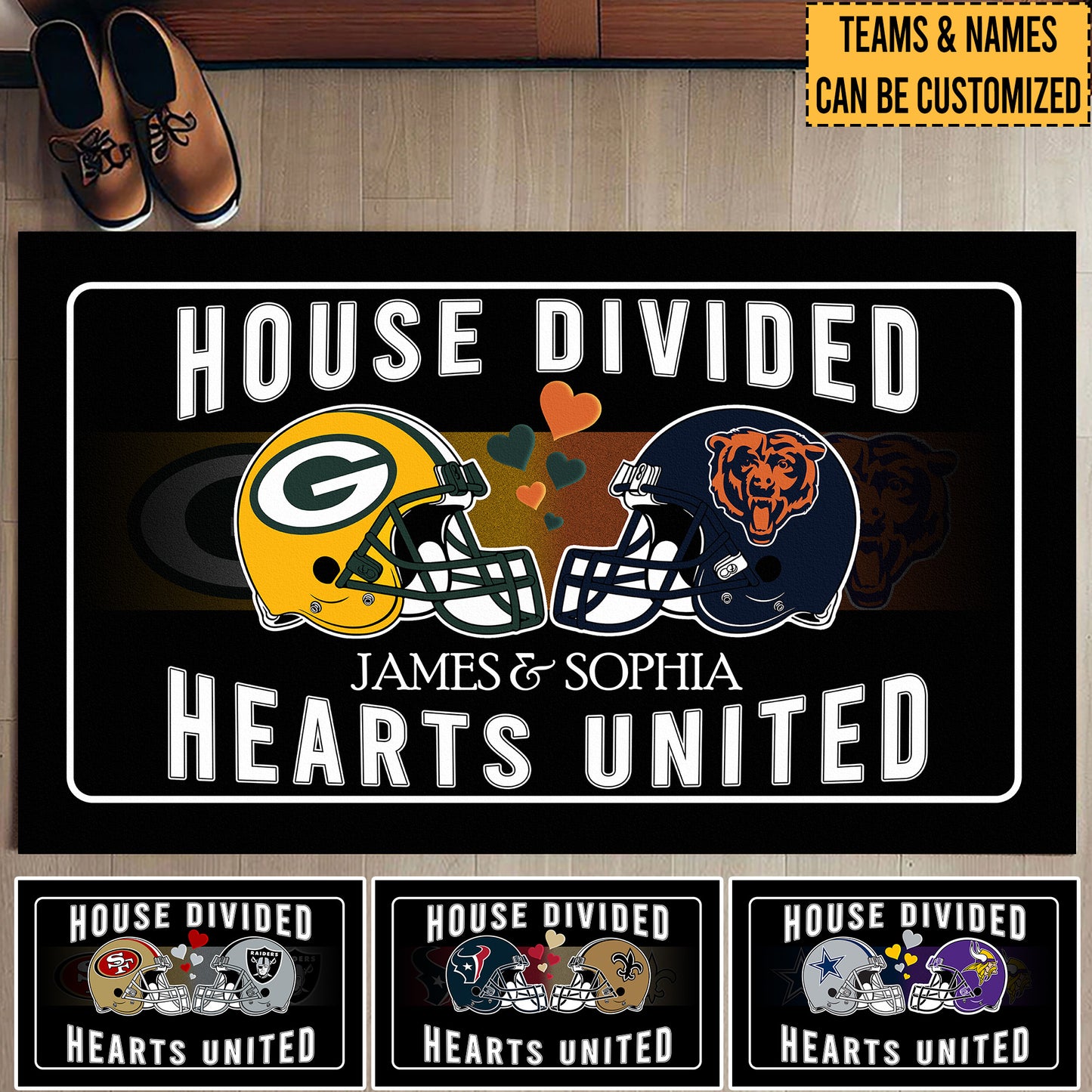 House Divided Hearts United -  Customized Doormat - Anti Slip Indoor Doormat