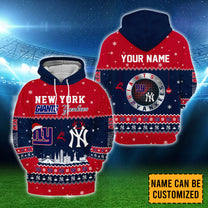 New York Christmas Fleece Hoodie - Customized Fleece Hoodie - GIYK