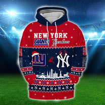 New York Christmas Fleece Hoodie - Customized Fleece Hoodie - GIYK