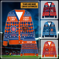 This Lady Loves Her Teams Cardigan Sweater - Customized Cardigan Sweater