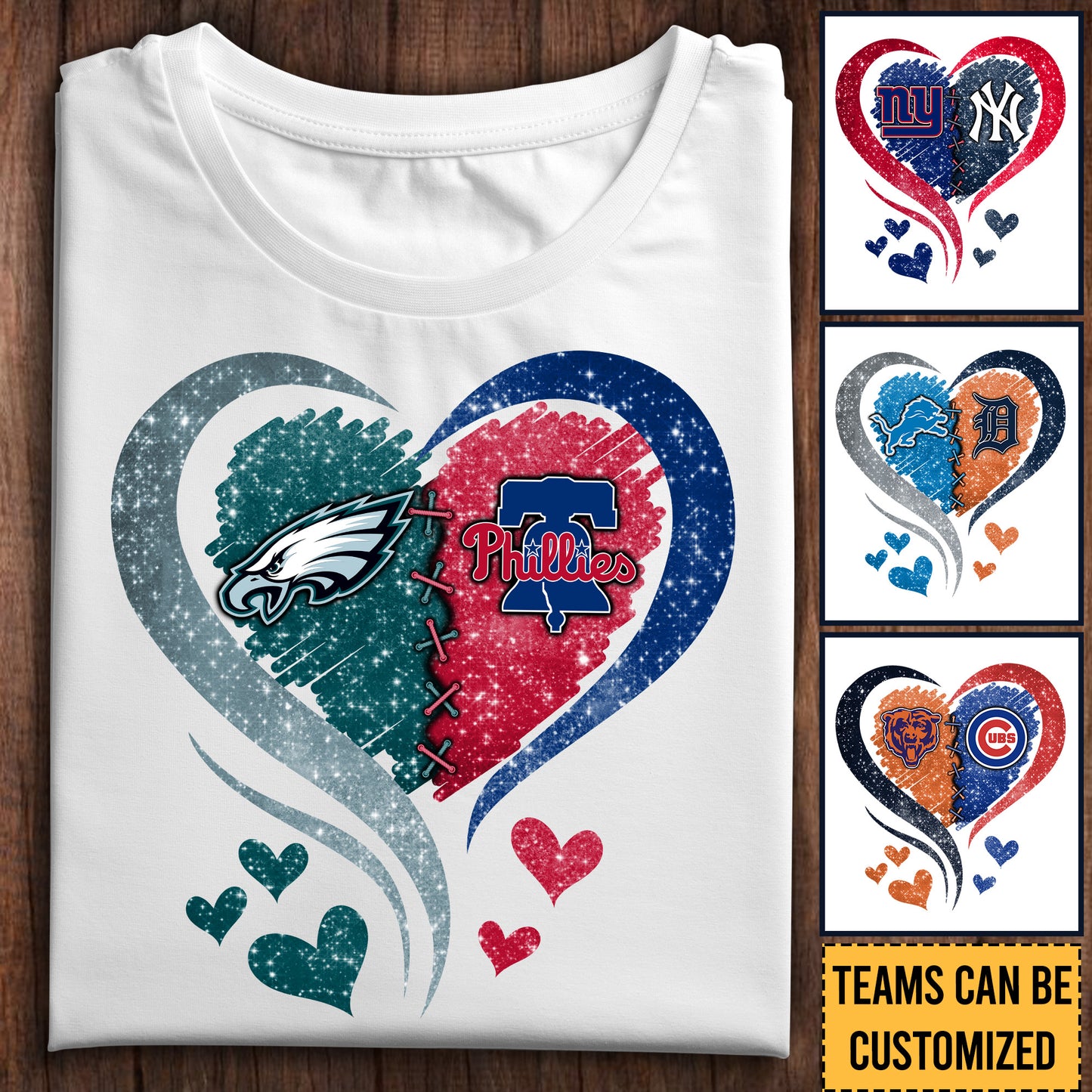 One Heart Two Teams Shirt - Customize Shirt