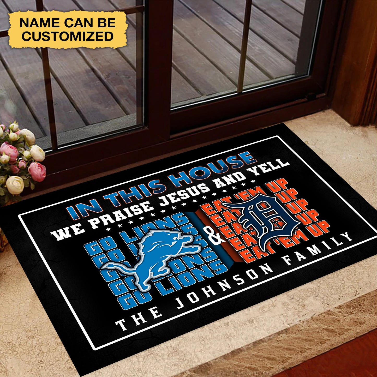 We Praise Jesus And Yell Doormat -  Customized Doormat - Anti Slip Indoor Doormat DTL DTTG