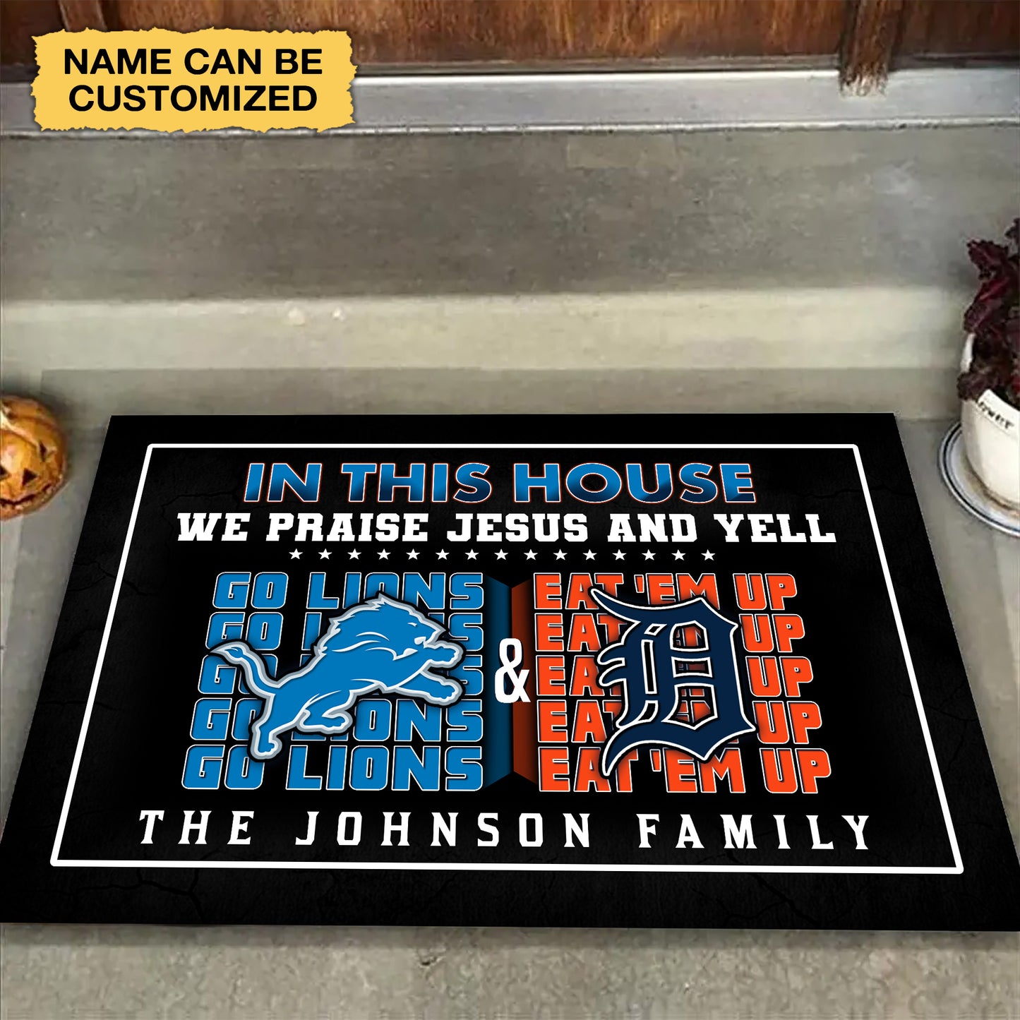 We Praise Jesus And Yell Doormat -  Customized Doormat - Anti Slip Indoor Doormat DTL DTTG