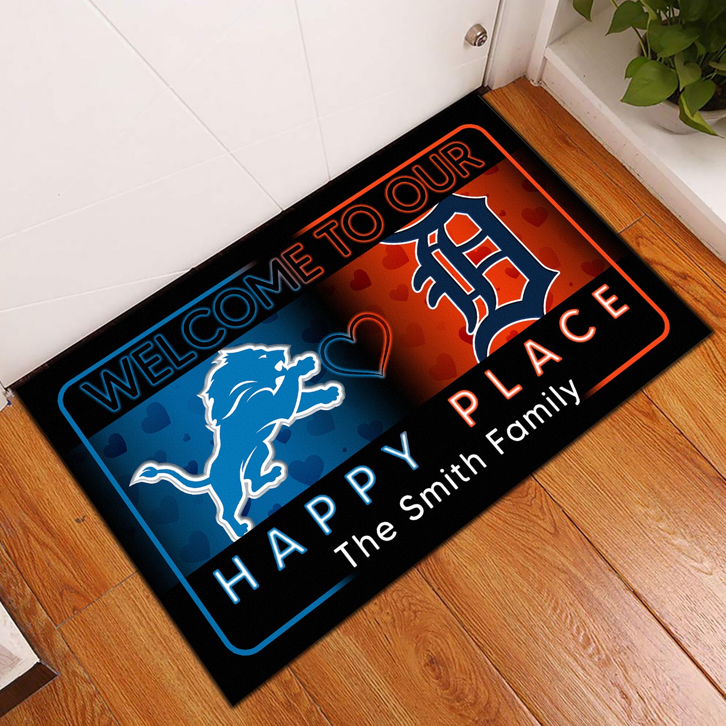 Welcome To Our Happy Place Doormat -  Customized Doormat - Anti Slip Indoor Doormat