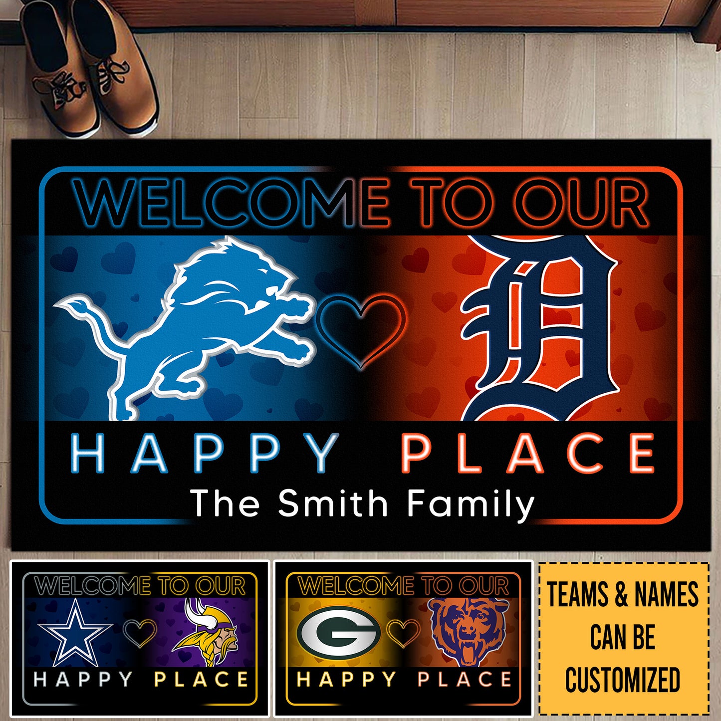 Welcome To Our Happy Place Doormat -  Customized Doormat - Anti Slip Indoor Doormat