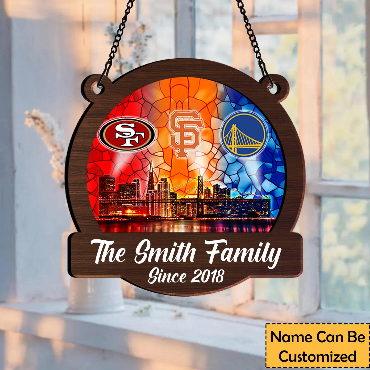 San Francisco Skyline Suncatcher Ornament - Personalized Window Hanging Suncatcher Ornament