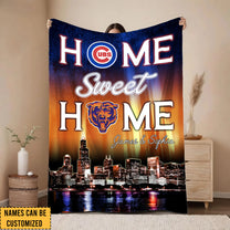 Home Sweet Home Chicago Skyline Fleece Blanket - Customized Fleece Blanket - CCGC CCGB