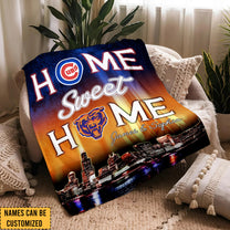 Home Sweet Home Chicago Skyline Fleece Blanket - Customized Fleece Blanket - CCGC CCGB