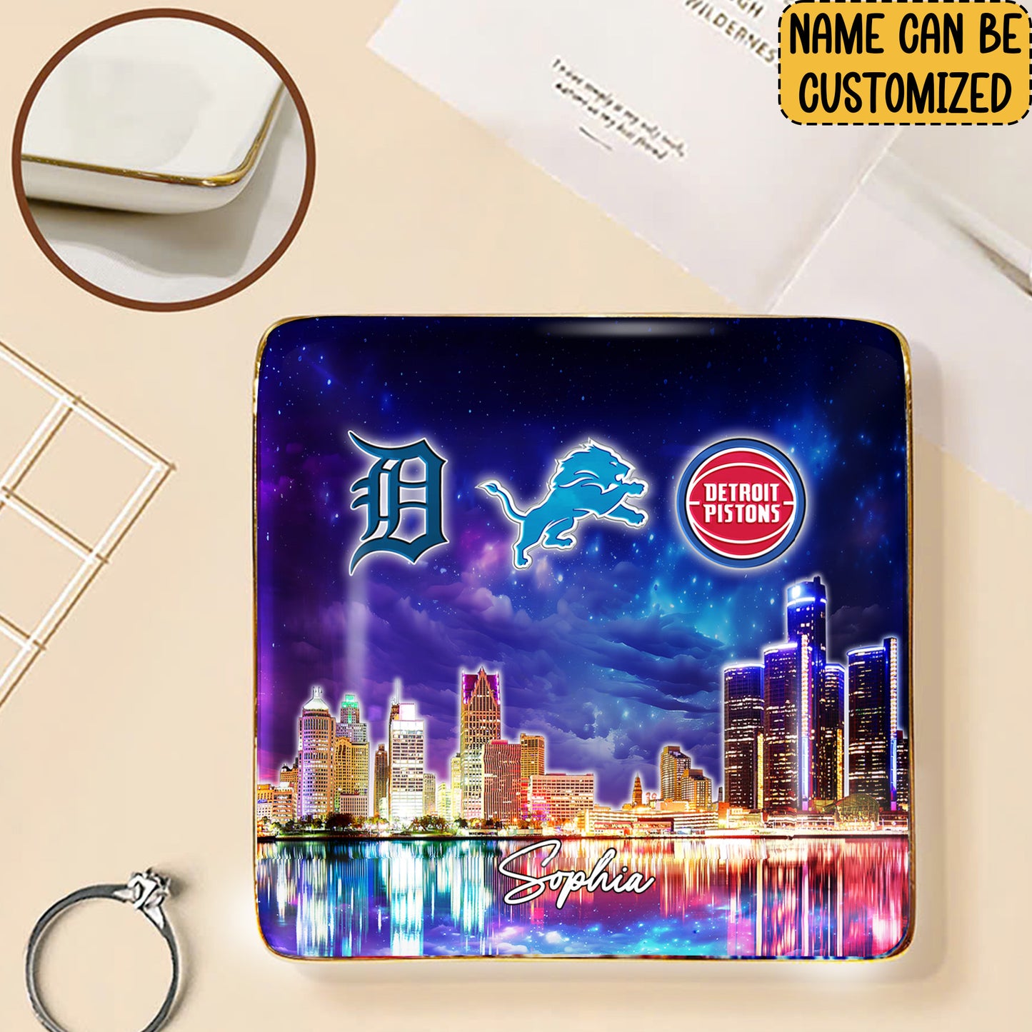 Detroit Skyline Jewelry Dish - Customized Ring Dish