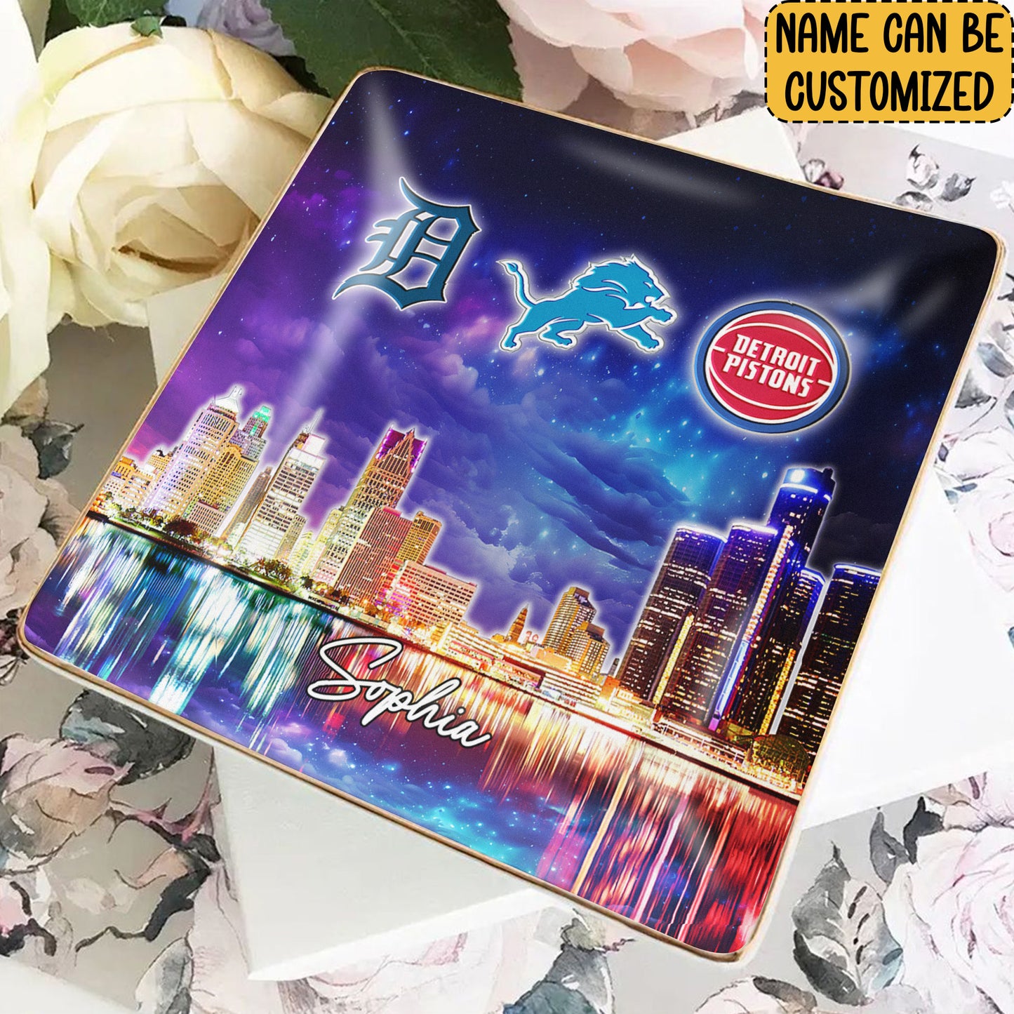 Detroit Skyline Jewelry Dish - Customized Ring Dish