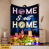 Home Sweet Home Indianapolis Skyline Fleece Blanket - Customized Fleece Blanket