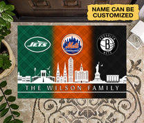 New York Skyline Customized Doormat - Anti Slip Indoor Doormat - NYM, NYJ, BN