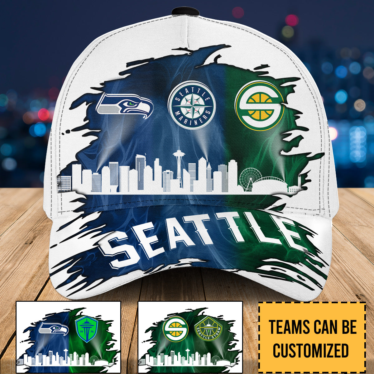 Seattle Skyline Classic Cap - Customized Team Classic Cap