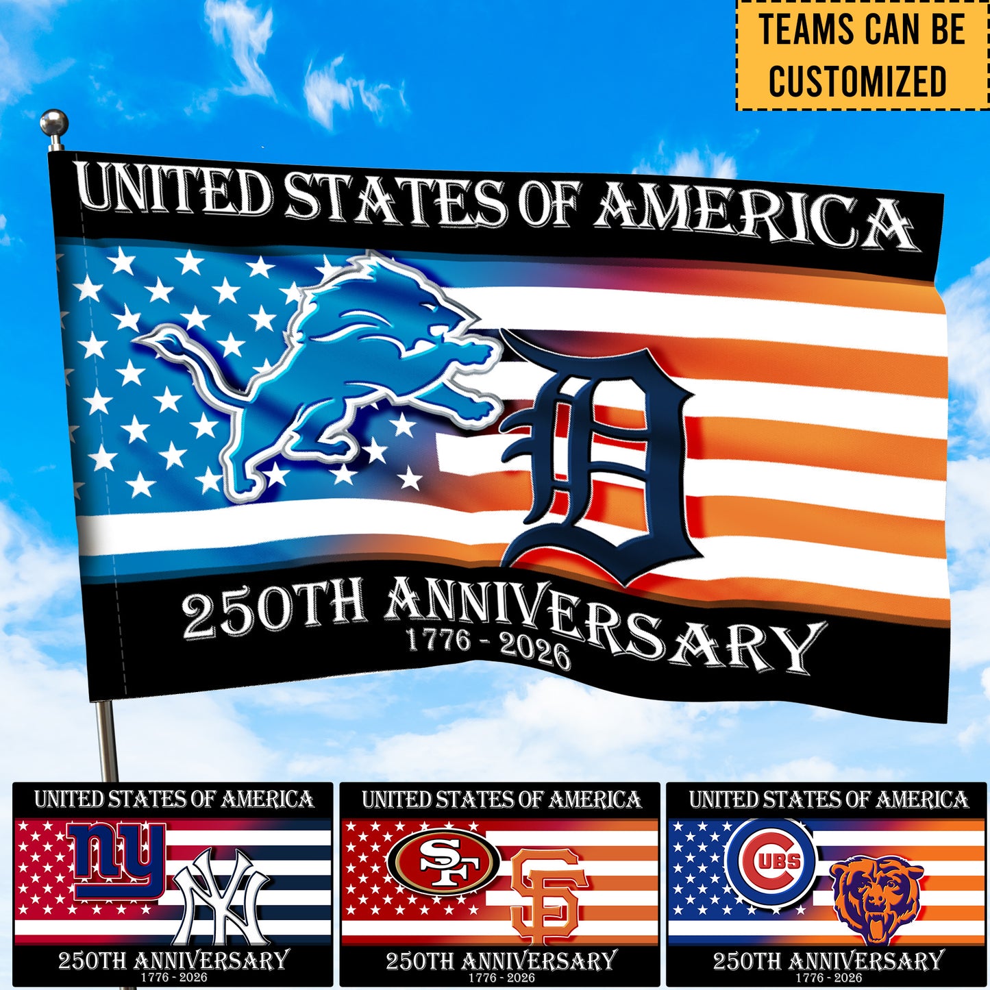 Teams 250th Anniversary Flag - Customized House Flag