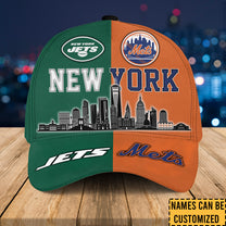 Teams New York Skyline Classic Cap - Customized Classic Cap - NYJ NYM